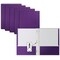 Better Office Products 2 Pocket Paper Folders Portfolio W/Prongs, Matte Texture, Letter Size, Purple, 50PK 84214 - alternate 1